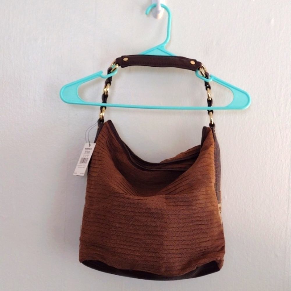 Dana Buchman Brown Hartsdale Hobo Handbag in Tan Saddle NWT